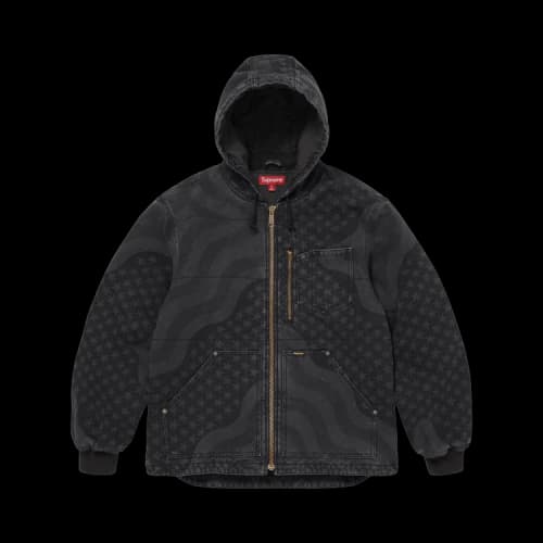 Supreme Flag Quilted Hooded Work Jacket 'Black'