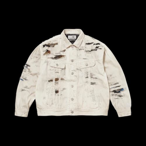 Supreme x MM6 Maison Margiela Distressed Selvedge Denim Trucker Jacket 'White'