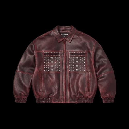 Supreme Multi Studded Leather Jacket 'Burgundy'