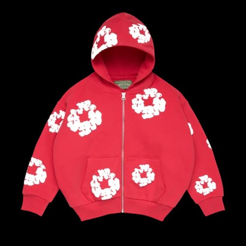 Denim Tears Cotton Wreath Zip Hoodie 'Red'