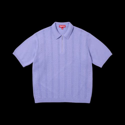 Supreme Beaded Zip Short-Sleeve Polo Sweater 'Lavender'