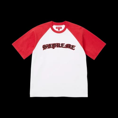 Supreme Rhinestone Raglan Short-Sleeve Top 'White'