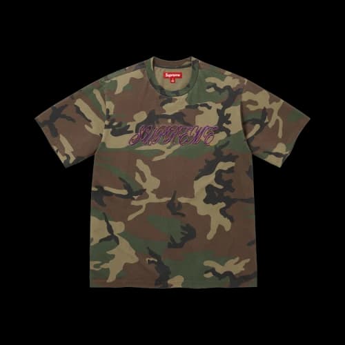 Supreme Raised Script Short-Sleeve Top 'Woodland Camo'