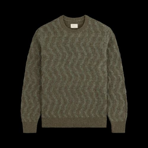 Aimé Leon Dore Linen Blend Cable Knit Sweater 'Kalamata'
