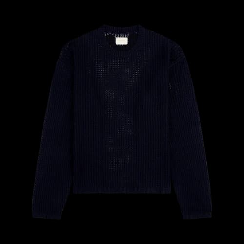Aimé Leon Dore Cotton Eyelet Crewneck Sweater 'Navy'