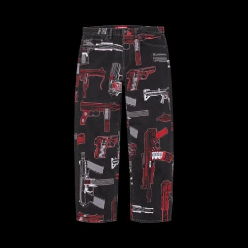 Supreme Guns Embroidered Loose Fit Jean 'Washed Black'