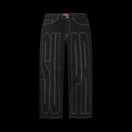 Supreme Inset Spellout Baggy Jean 'Black'