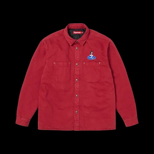 Supreme Quilted Lined Denim Snap Shirt 'Red'