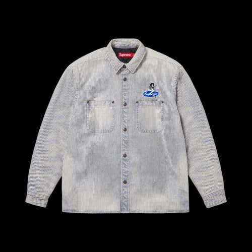 Supreme Quilted Lined Denim Snap Shirt 'Stripe'