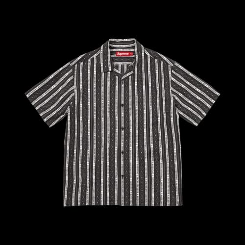 Supreme Old English Stripe Silk Short-Sleeve Shirt 'Black'