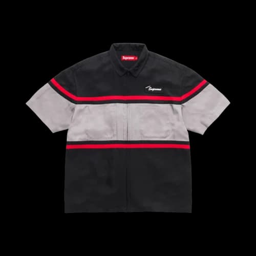 Supreme Silk Zip Up Short-Sleeve Shirt 'Black'