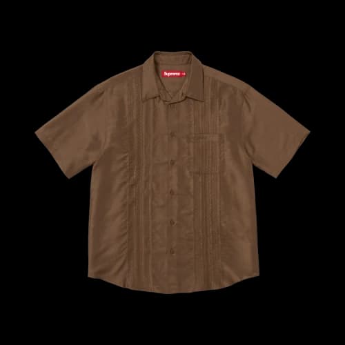 Supreme Pintuck Short-Sleeve Shirt 'Brown'