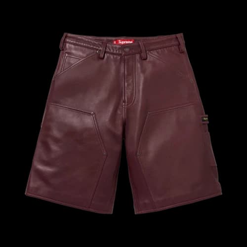 Supreme Leather Double Knee Painter Short 'Burgundy'