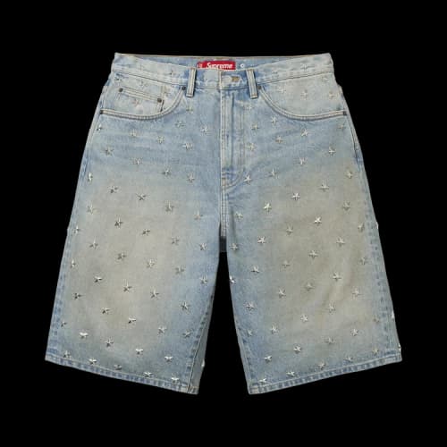 Supreme Stars Studded Baggy Denim Short 'Washed Indigo'