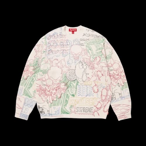 Supreme Collage Embroidered Sweater 'White'