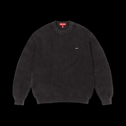 Supreme Washed Small Box Waffle Sweater 'Black'