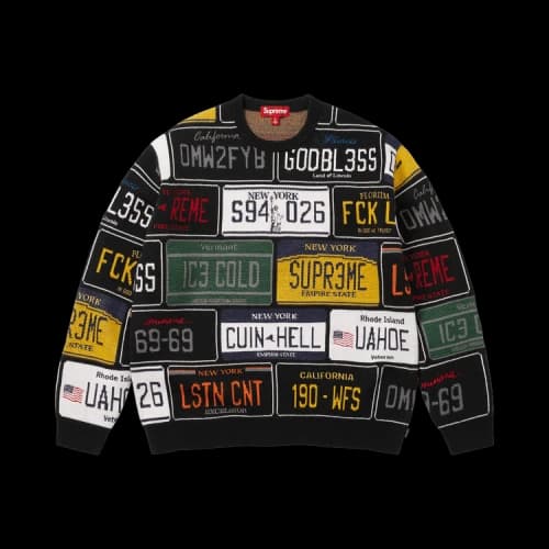 Supreme License Plate Sweater 'Black'