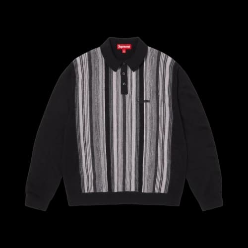 Supreme Multi Stripe Polo Sweater 'Black'