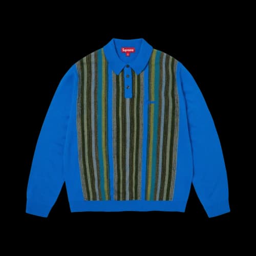 Supreme Multi Stripe Polo Sweater 'Blue'