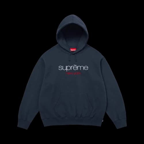 Supreme Classic Logo Hooded Sweatshirt 'Navy'