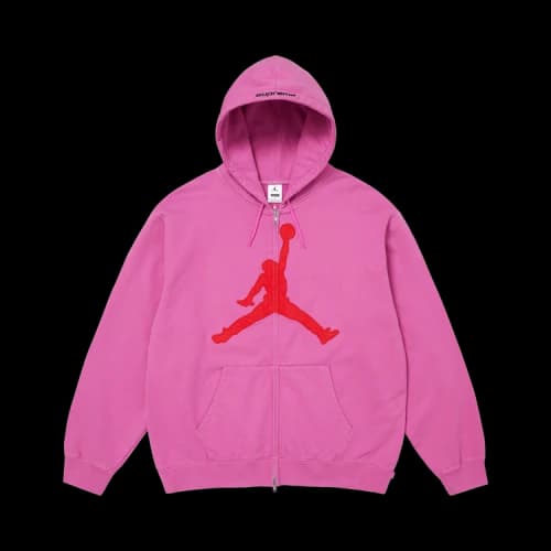 Supreme x Jordan Zip Up Hooded Sweatshirt 'Pink'