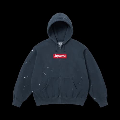 Supreme x MM6 Maison Margiela Box Logo Zip Up Hooded Sweatshirt 'Navy'