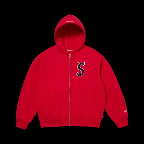 Supreme Devil S Logo Zip Up Hooded Sweatshirt 'Red'