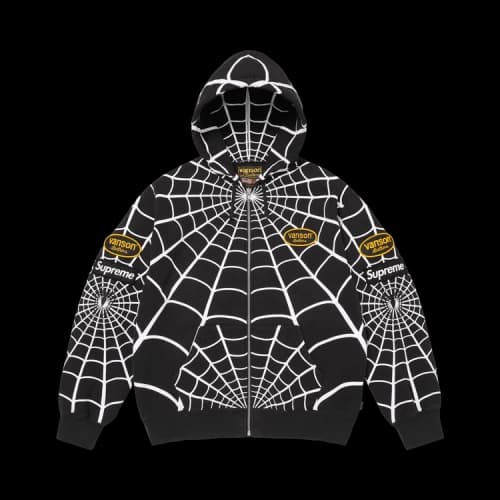 Supreme x Vanson Leathers Spider-Man Zip Up Hooded Sweatshirt 'Black'