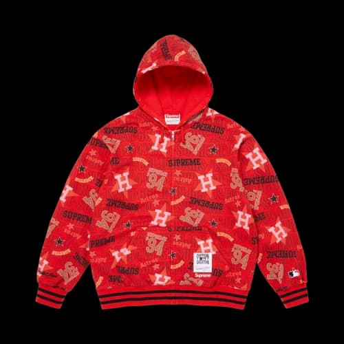 Supreme x Mitchell & Ness Teams Zip Up Hooded Sweatshirt 'Red'