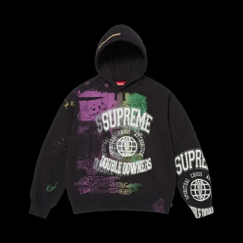 Supreme Overprint Hooded Sweatshirt 'Black'
