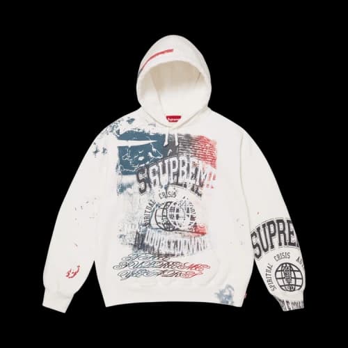 Supreme Overprint Hooded Sweatshirt 'White'