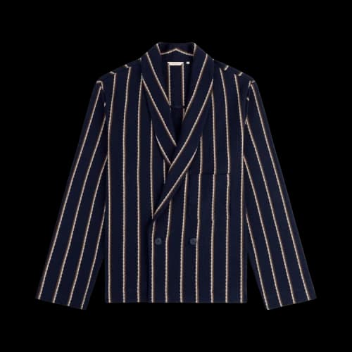 Aimé Leon Dore Striped Jacquard Shawl Collar Jacket 'Sky Captain'