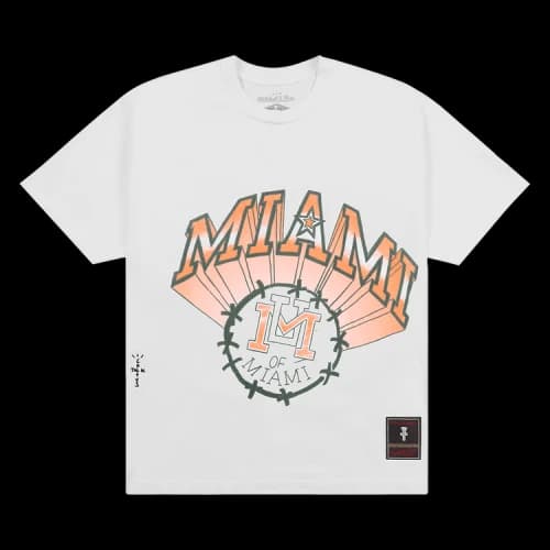Cactus Jack by Travis Scott x Mitchell & Ness University Of Miami Handdrawn Tee 'White'