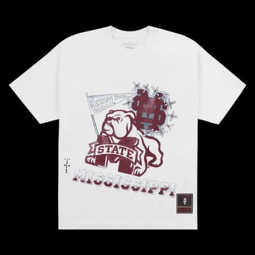 Cactus Jack by Travis Scott x Mitchell & Ness Mississippi State University Handdrawn Tee 'White'