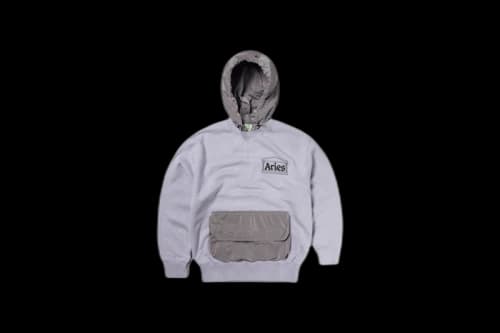 Aries Nylon Hybrid Hooded Sweatshirt Lilac