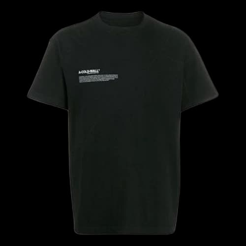 A-COLD-WALL* Mission Statement Print Tee Chest Alphabet Slogan Basic Short Sleeve Unisex Black T-Shirt