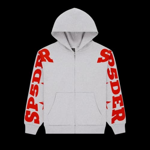 Sp5der Mx555 Zip Hoodie 'Heather Grey'