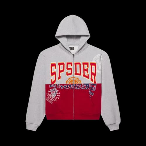 Sp5der Campers Field Zip Hoodie 'Heather Grey'
