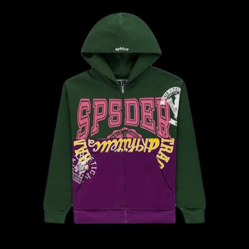 Sp5der Campers Field Zip Up Hoodie 'Green'