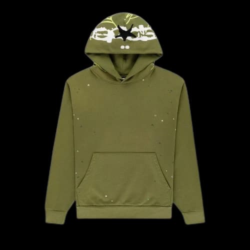 Sp5der Heavy Web Hoodie 'Olive'