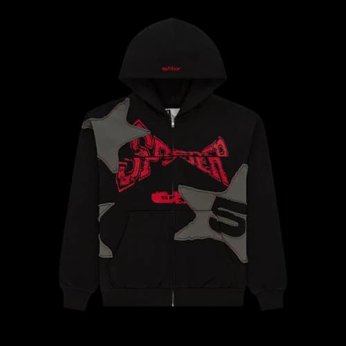 Sp5der Big Star Full Zip Hoodie 'Black'