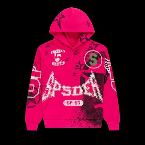 Sp5der Stencil Hoodie 'Pink'