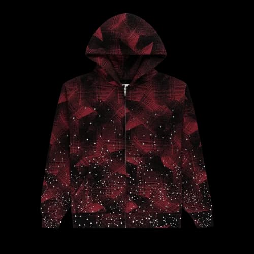 Sp5der Star Plaid Full Zip Hoodie 'Black'
