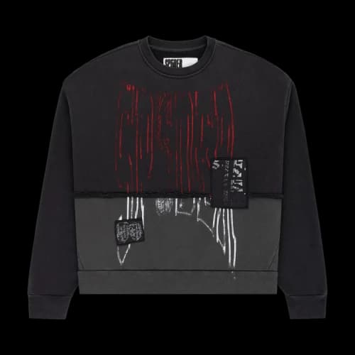 Sp5der Diffused Collegiate Crewneck 'Black'