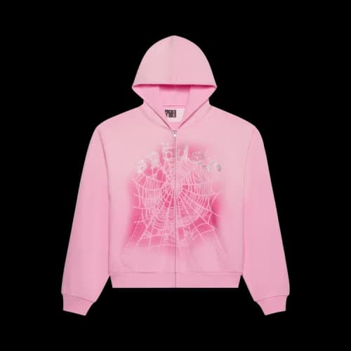 Hellstar Sp5der OG Web V2 Spray Zip Hoodie Light Pink