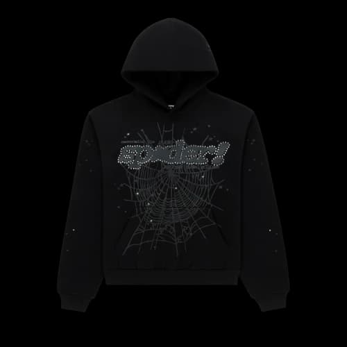 Sp5der Rhinestone Punk V2 Hoodie 'Black'