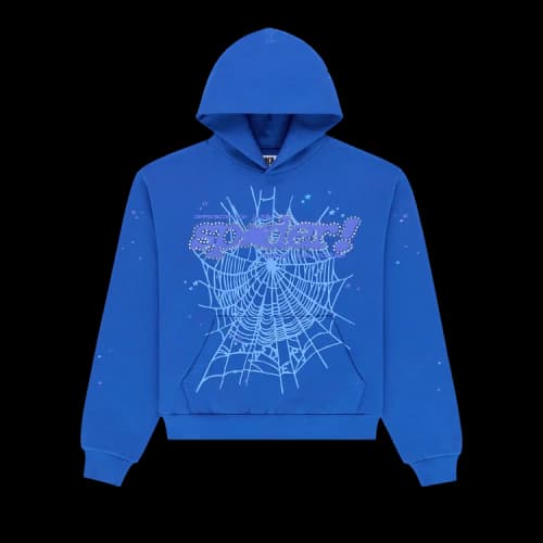 Sp5der Rhinestone Punk V2 Hoodie 'Blue'