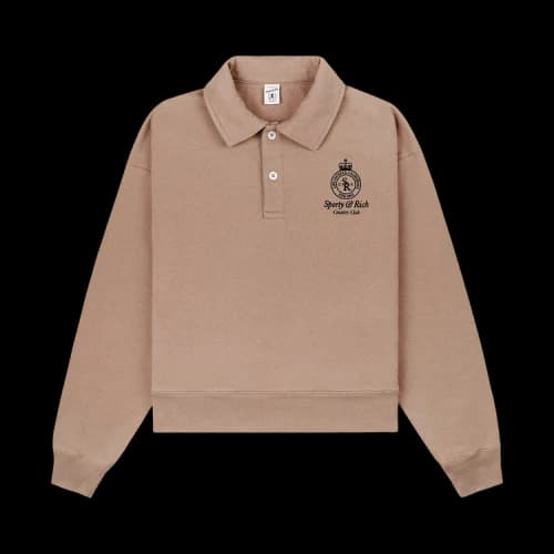 Sporty & Rich Crown Embroidered Polo 'Mink'