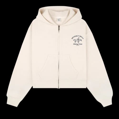 Sporty & Rich BH Riding Club Soft Cropped Zip Hoodie 'Cream'