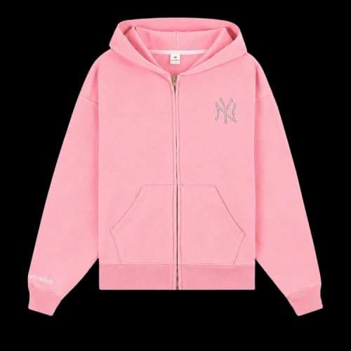 Sporty & Rich Yankees Krystal Zip Hoodie 'Candy/White'